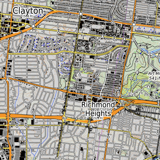 OpenTopoMap map of Eldon E Pederson Fieldhouse, MO