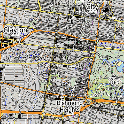 OpenTopoMap map of Hurd Hall, MO