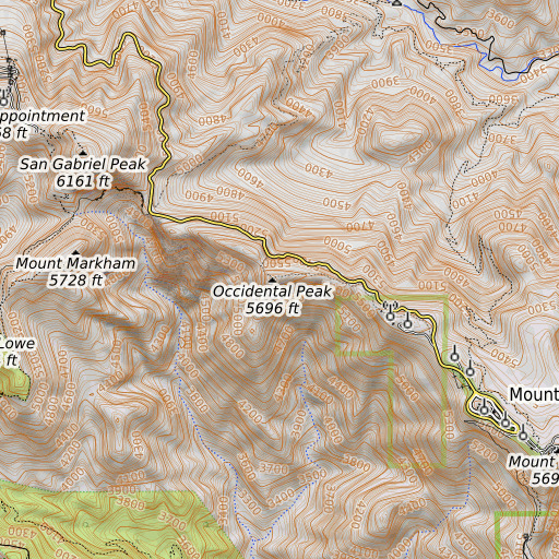 OpenTopoMap map of Occidental Peak, CA