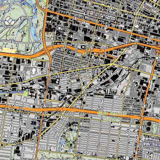 OpenTopoMap map of Adams Elementary School, MO