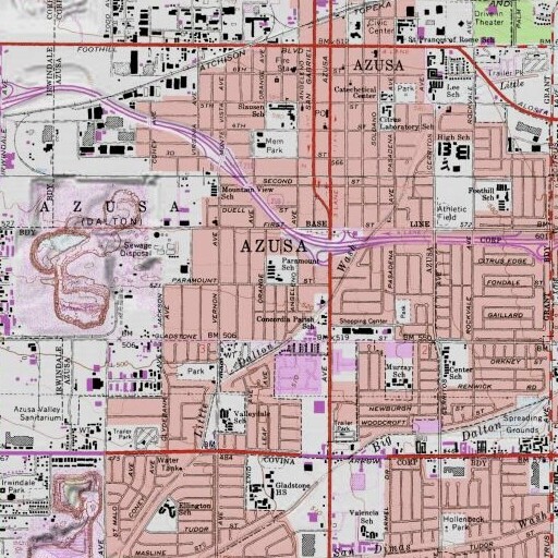 USGS 24K topo map of Paramount Elementary School, CA