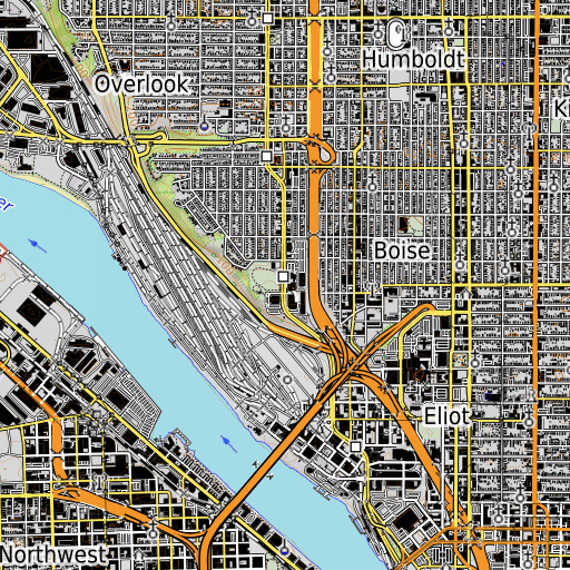 OpenTopoMap map of Overlook Park Max Station, OR