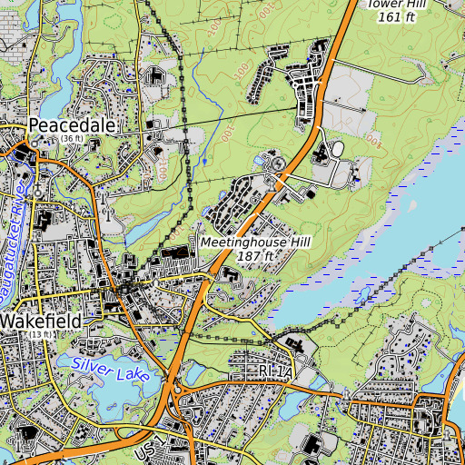 OpenTopoMap map of Immaculate Conception Academy, RI