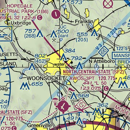 FAA VFR chart of Woonsocket High School, RI