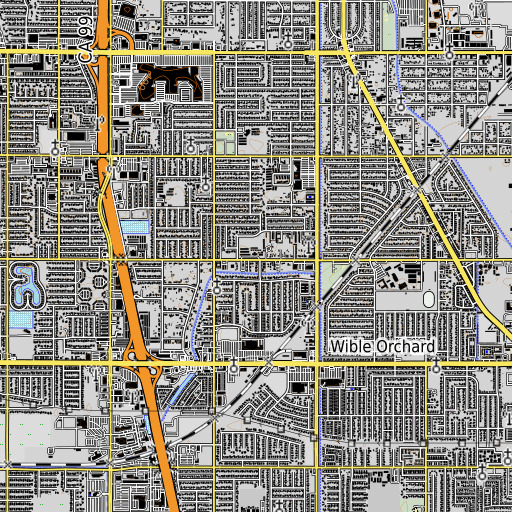 OpenTopoMap map of Planz Elementary School, CA
