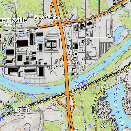 OpenTopoMap map of Interchange 8B, KS