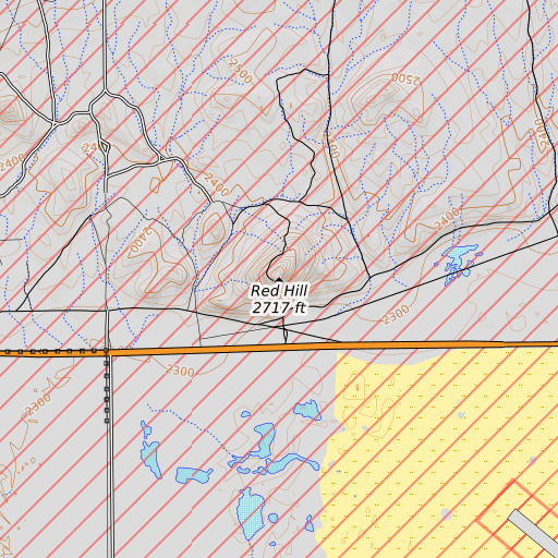OpenTopoMap map of Red Hill, CA