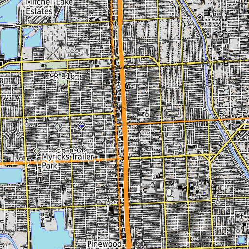 OpenTopoMap map of Interchange 10A, FL