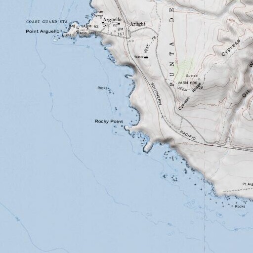 USGS 24K topo map of Rocky Point, CA