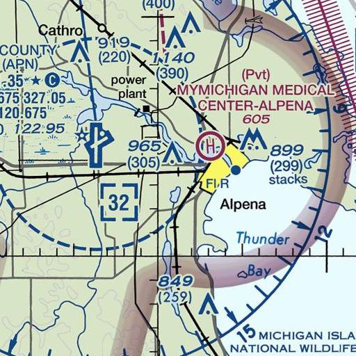 FAA VFR chart of Thunder Bay Junior High School, MI