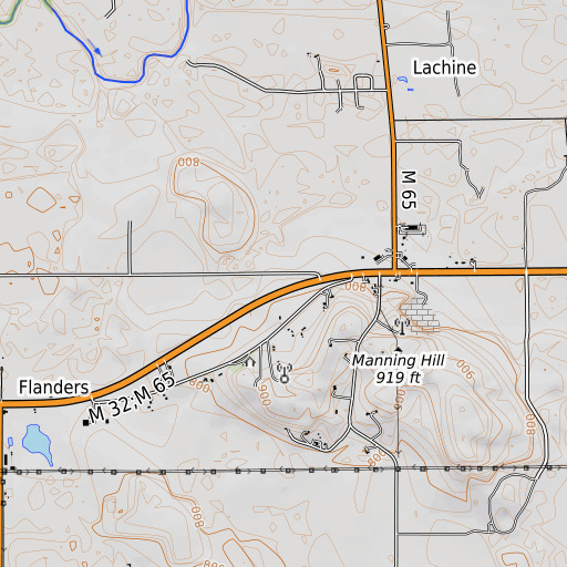 OpenTopoMap map of Manning Hill Park, MI