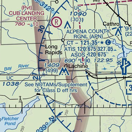 FAA VFR chart of Lachine Post Office, MI