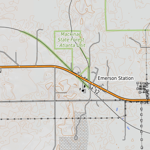 OpenTopoMap map of Herron Post Office, MI