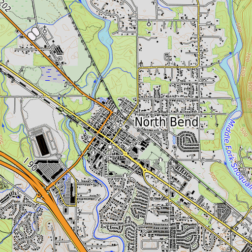 OpenTopoMap map of Two Rivers School, WA