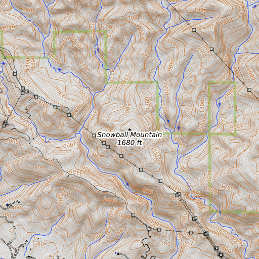 OpenTopoMap map of Snowball Mountain, CA