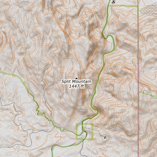 OpenTopoMap map of Split Mountain, CA