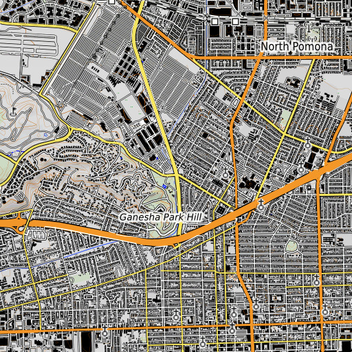 OpenTopoMap map of Thompson Wash, CA