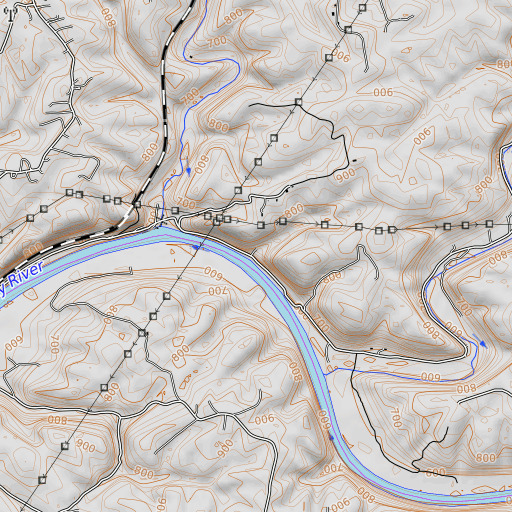 OpenTopoMap map of Mobleys Ferry (historical), KY