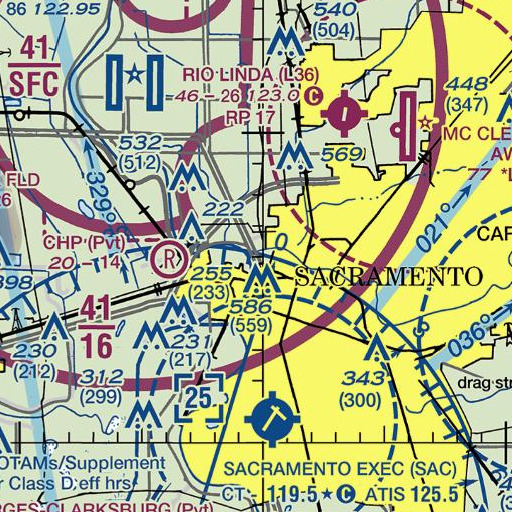 FAA VFR chart of American River Bridge, CA