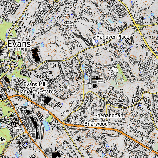 OpenTopoMap map of Blue Ridge Elementary School, GA