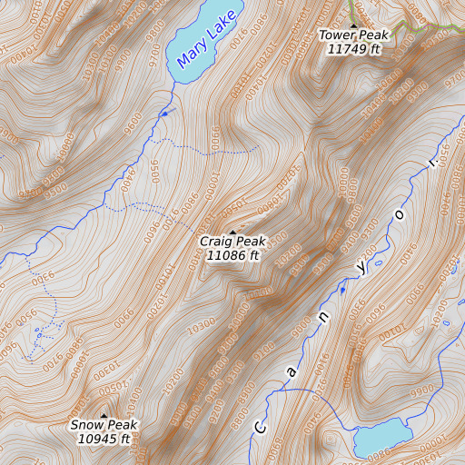 OpenTopoMap map of Craig Peak, CA