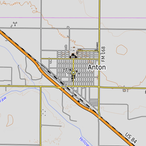 OpenTopoMap map of Anton Fire Department, TX