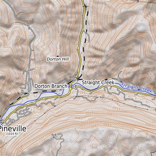 OpenTopoMap map of Elliots Ford, KY