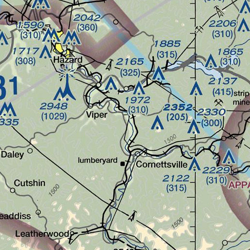 FAA VFR chart of Halls Mountain, KY