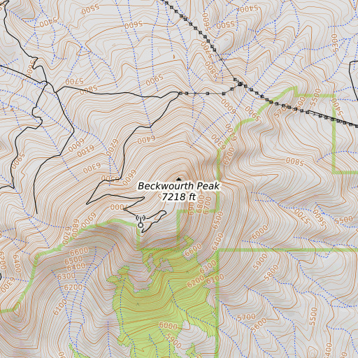 OpenTopoMap map of Beckwourth Peak, CA