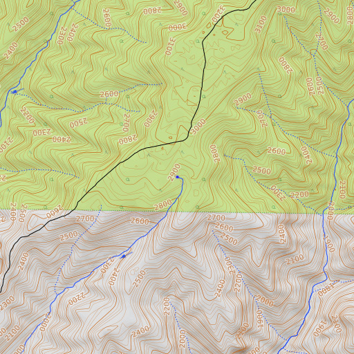 OpenTopoMap map of Bell Spring, CA