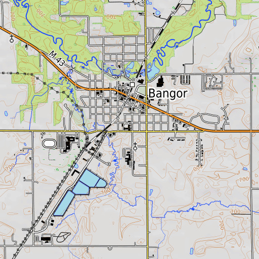 OpenTopoMap map of Bangor Primary School, MI
