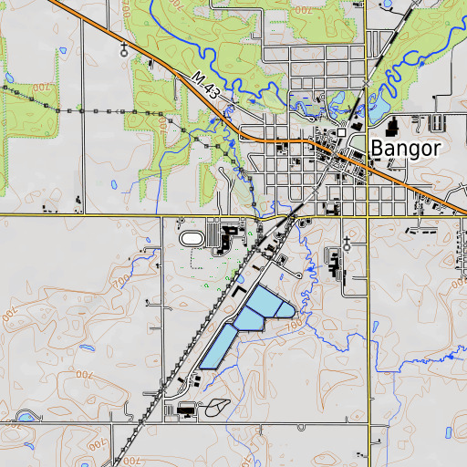 OpenTopoMap map of Bangor High School, MI