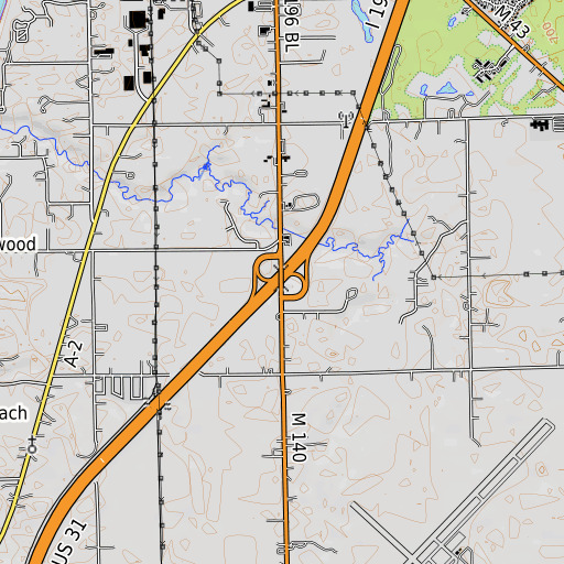 OpenTopoMap map of Interchange 18, MI