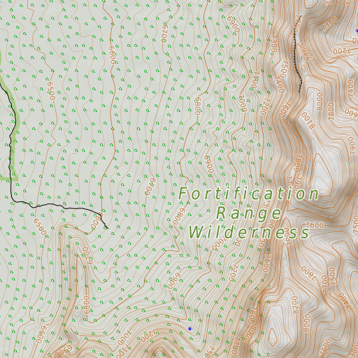 OpenTopoMap map of Fortification Range Wilderness, NV