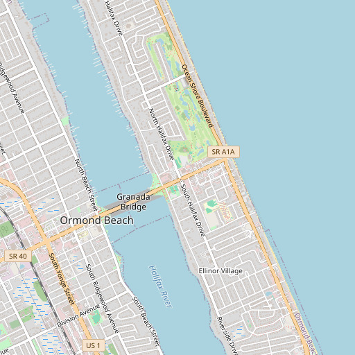 OpenStreetMap map of Ormond Beach Beachside Post Office, FL