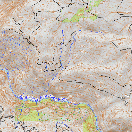 OpenTopoMap map of Brush Canyon, CA