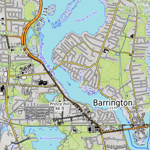 OpenTopoMap map of Martin Point, RI