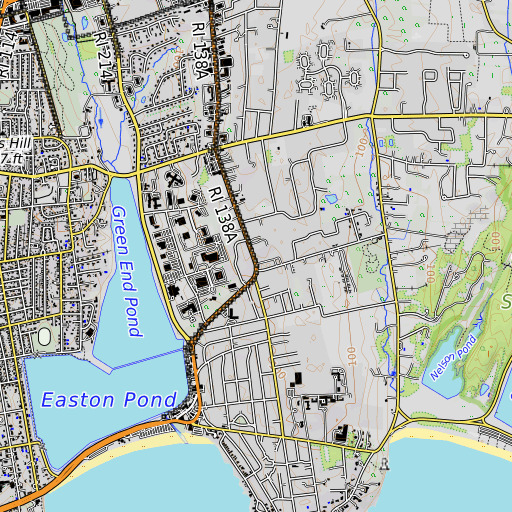 OpenTopoMap map of Honeyman Hill, RI