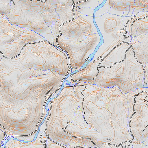 OpenTopoMap map of Brush Creek, CA