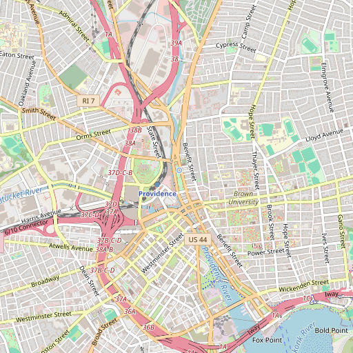 OpenStreetMap map of Roger Williams Spring (historical), RI
