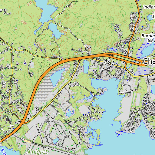 OpenTopoMap map of Arnolda, RI