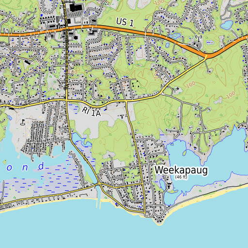 OpenTopoMap map of Spring Gutter Brook (historical), RI