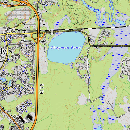 OpenTopoMap map of Red Brook (historical), RI