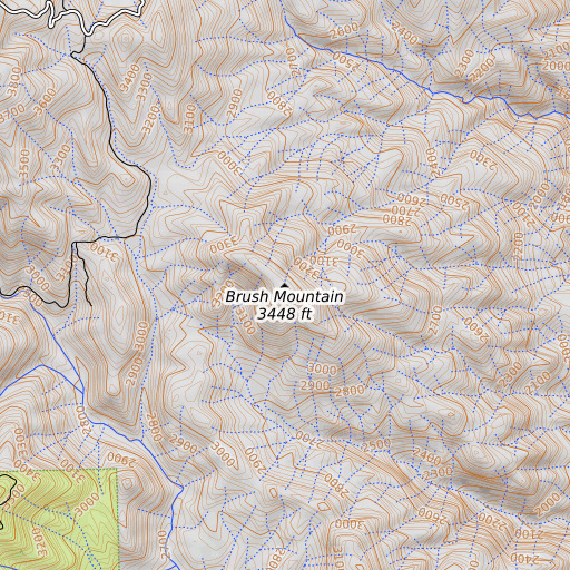 OpenTopoMap map of Brush Mountain, CA