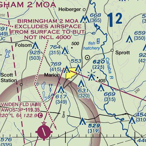 FAA VFR chart of Judson College, AL