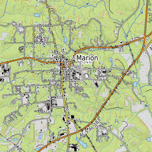 OpenTopoMap map of Judson College, AL