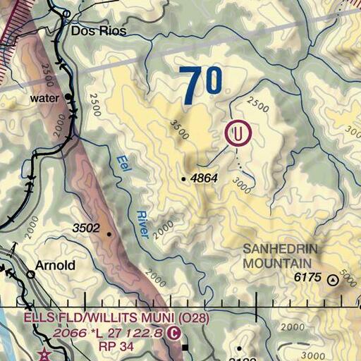 FAA VFR chart of Brushy Mountain, CA