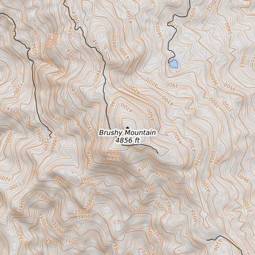 OpenTopoMap map of Brushy Mountain, CA