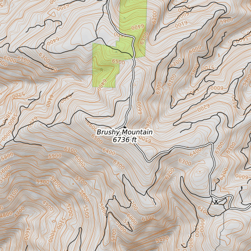 OpenTopoMap map of Brushy Mountain, CA