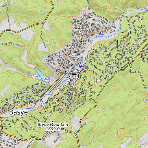 OpenTopoMap map of Bryce Resort, VA